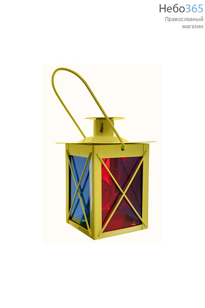  Фонарь для свечи CL - 776 G, уличный, с держателем 7,2 х 7,2 х 11,5 см, 45559 РРР желтый, фото 1 