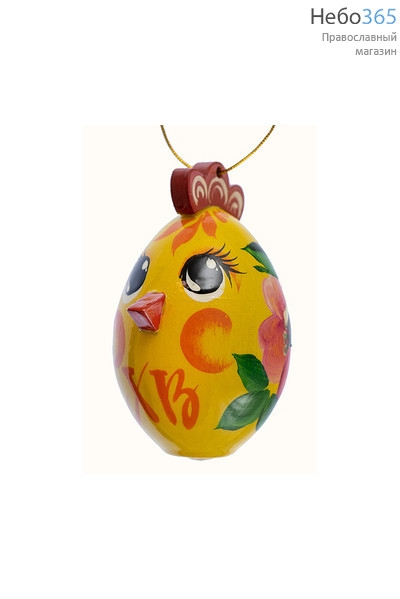  Яйцо пасхальное деревянное "Петушок", высотой 8 см, 1202, 21022 РРР цвет: желтый, фото 1 
