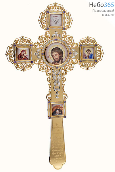  Крест напрестольный латунный № 7, с позолотой, с финифтью, в коробке, 2.7.1562лп (6049614), фото 1 