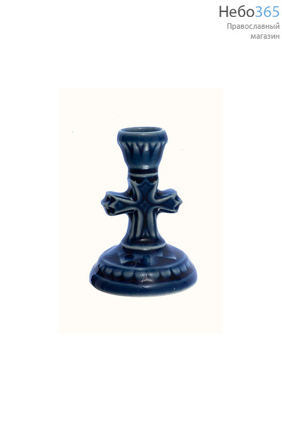  Подсвечник керамический "Крест", с цветной глазурью (в уп. - 5 шт.) цвет: синий, фото 1 
