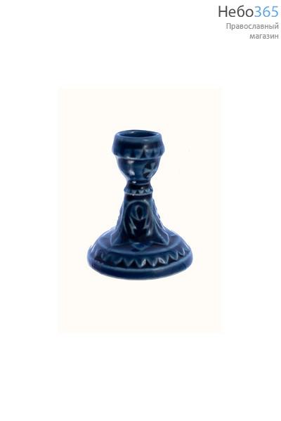  Подсвечник керамический "Классический", с цветной глазурью (в уп. - 5 шт.) цвет: синий, фото 1 