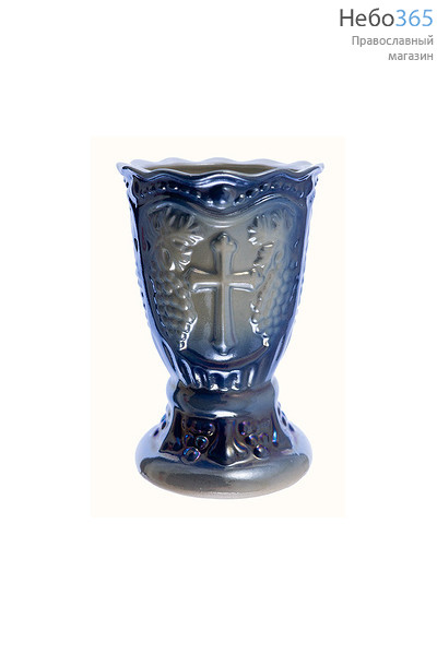  Лампада настольная керамическая "Лоза", на низкой ножке, с цветной глазурью, высотой 11,5 см РРР цвет: синий, фото 1 