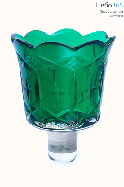  Стакан для лампад стеклянный зеленый № 2 хр, из окрашенного хрусталя, объёмом 50 мл, с конусом, фото 1 