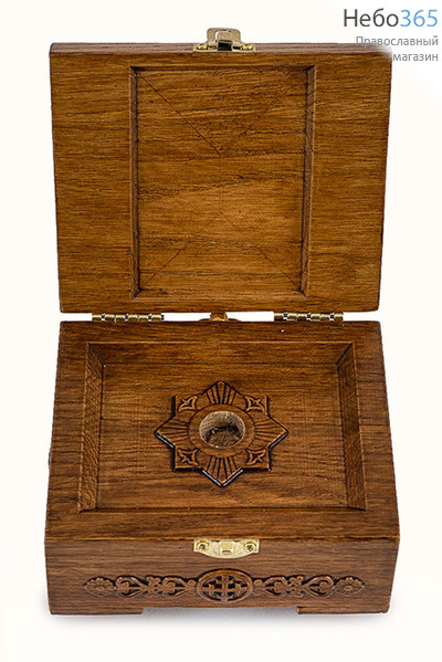  Мощевик - ковчег деревянный на 1 частицу , из дуба, ковчег для иконы на крышке, без метал. мощевика, 7 х 9 х11см (подходит мощевик арт.<502790>), фото 1 