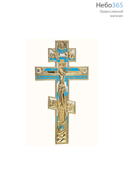  Крест металлический "Поморский" киотный,, латунное литье, эмаль, 509-1, 5539 с бело-голубой эмалью, вариант № 1, фото 1 