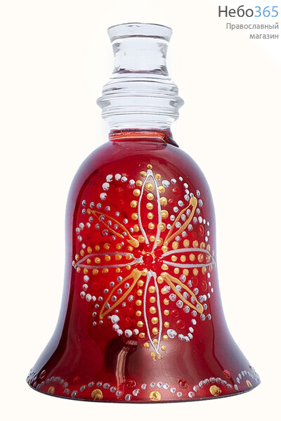  Колокольчик стеклянный пасхальный, красный, с ручной росписью, высотой 9,5 см, фото 2 
