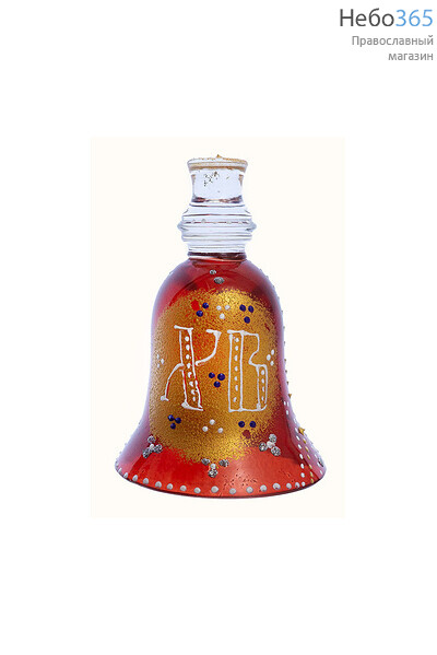  Колокольчик стеклянный пасхальный, красный, с ручной росписью, высотой 9,5 см вид № 2, фото 1 