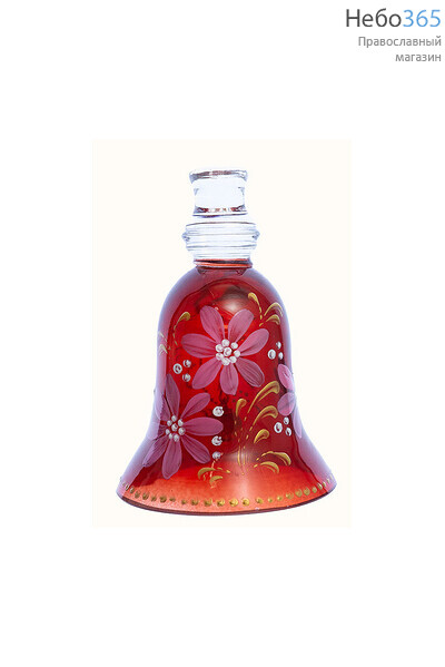  Колокольчик стеклянный пасхальный, красный, с ручной росписью, высотой 9,5 см вид № 4, фото 1 