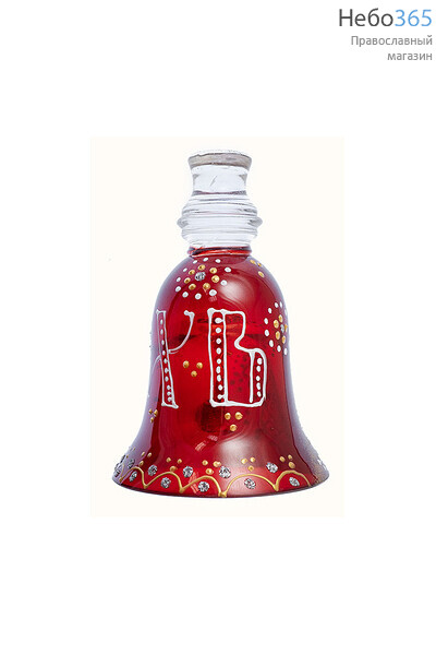  Колокольчик стеклянный пасхальный, красный, с ручной росписью, высотой 9,5 см вид №10, фото 1 