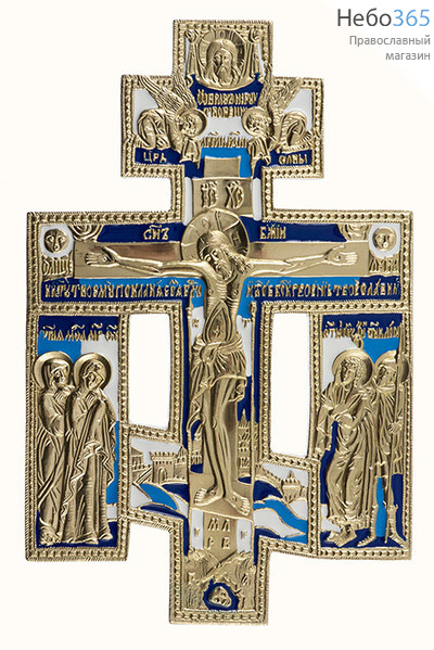  Крест металлический киотный, с предстоящими, латунное литьё, эмаль, 510-1, 5541, фото 1 