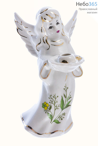  Ангел, фигура фарфоровая с подсвечником, высотой 14,5 см, Кисловодский фарфор, фото 1 