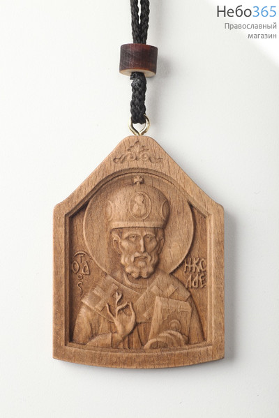  Икона деревянная в автомобиль на подвеске Николай Чудотворец, фото 1 