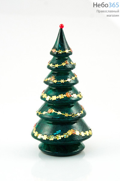  Сувенир рождественский деревянный, Ёлочка под малахит - елочная игрушка, фото 1 
