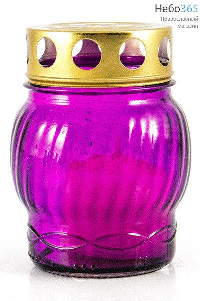  Лампада неугасимая S 72 в ассортименте, с парафиновой свечой Фиолетовый, фото 1 