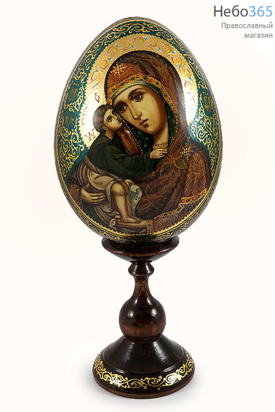  Яйцо пасхальное деревянное с писаной иконой Божией Матери "Донская" высотой 15-16 см (без учёта подставки), диаметром 12 см, фото 1 