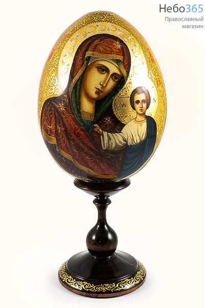  Яйцо пасхальное деревянное с писаной иконой Божией Матери "Казанская" диаметром 15,5 см,выс.18.5 см, фото 1 
