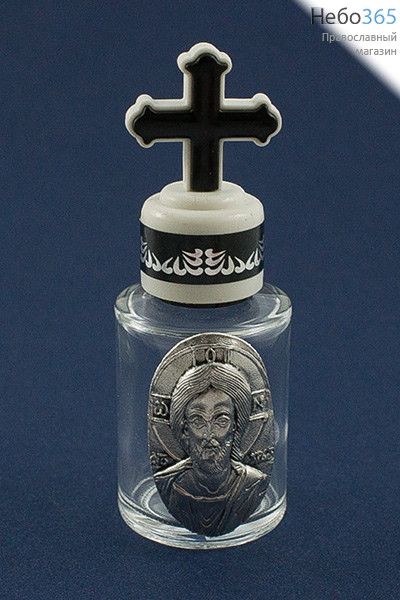  Сосуд стеклянный для святой воды или елея, с металлической иконой, объемом 16 мл, в ассортименте, 72 - 16 С иконой Господь Вседержитель, арт.7230516, фото 1 
