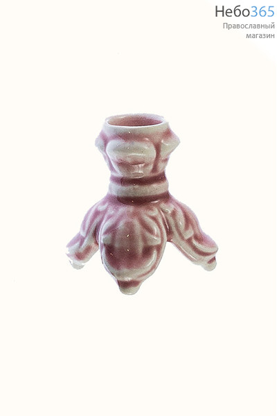  Подсвечник керамический Тюльпан малый, с цветной глазурью цвет: розовый, фото 1 