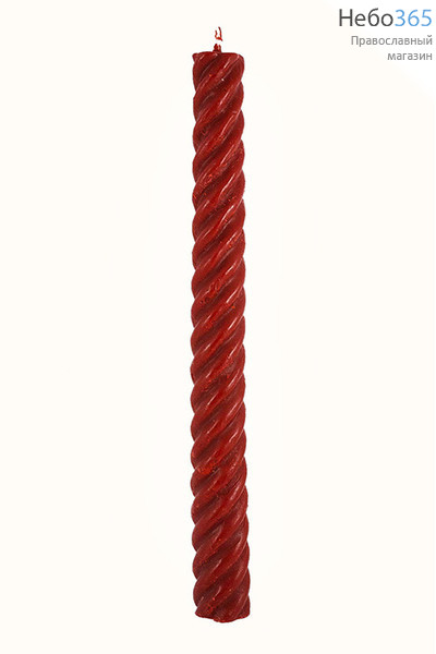  Свеча диаконская восковая витая, , красная, 100% воск, длиной 40 см, фото 1 