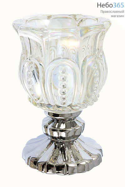  Лампада настольная стеклянная Цветок, на ножке цвета металлик, высотой 12,5 см, LS-7729-5, фото 1 