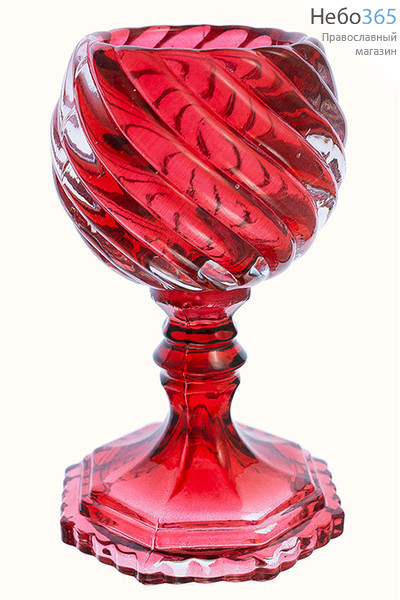  Лампада настольная стеклянная Витая, на ножке, высотой 14 см, цвета в ассортименте LS-7321-1 цвет: красный, фото 1 