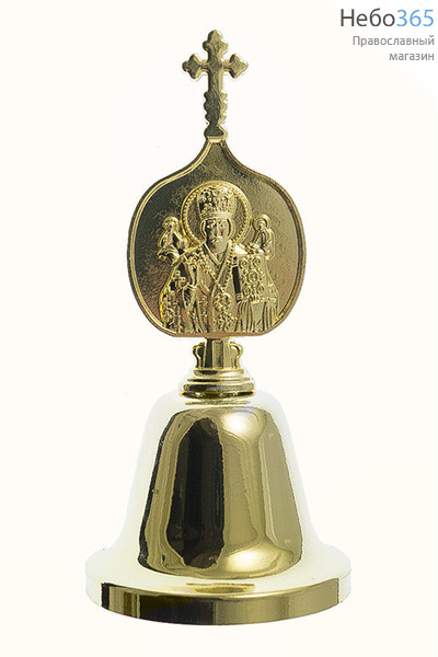  Колокольчик металлический с медальоном с иконами, высотой 9,5 см, фото 1 