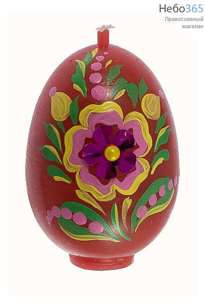  Свеча парафиновая пасхальная, "Яйцо с аппликацией", высотой 6,5 см (в коробе - 30 шт.), 3-26, фото 1 