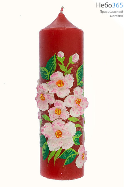  Свеча парафиновая пасхальная, "Пеньковая большая "Яблоневый цвет", высотой 14,5 см (в коробе - 15 шт.), 11-29, фото 1 