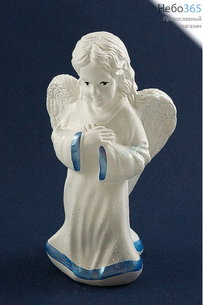  Ангел, фигура гипсовая белая, с цветной росписью, в ассортименте, 1281(6-20) ангел с сложенными ручками, фото 1 