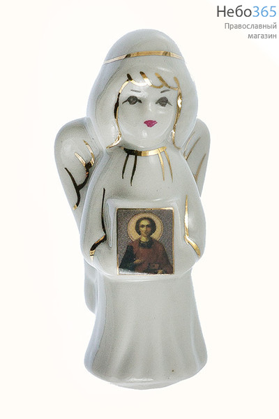 Ангел, фигура фарфоровая с иконой, высотой.Кисловодский фарфор с иконой Святого великомученика Пантелеимона, фото 1 