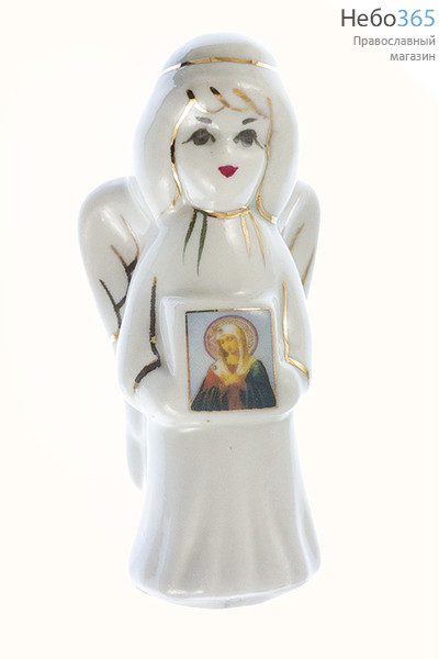  Ангел, фигура фарфоровая с иконой, высотой.Кисловодский фарфор с иконой Божией Матери Умиление, фото 1 