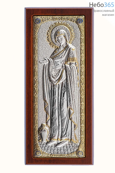  Геронтисса икона Божией Матери. Икона на деревянной основе 5x11 см, в посеребренной и позолоченной ризе с цветной эмалью (RS 101 D) (СмП), фото 1 