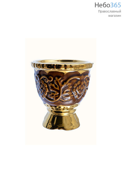  Лампада настольная керамическая "Гроздь", с эмалью и золотом (в уп. 5 шт) цвет: коричневый, фото 1 