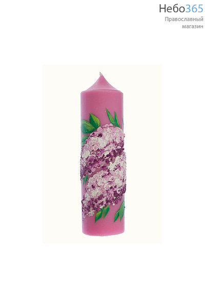  Свеча парафиновая пасхальная, "Пеньковая большая "Сирень", высотой 14,5 см (в коробе - 15 шт.), 11-30 цвет: розовый, фото 1 
