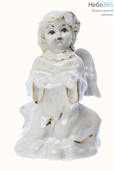  Ангел фарфоровый на коленях, с книгой, высота 9,5 см. Кисловодский фарфор, фото 1 