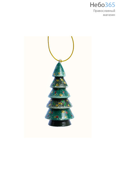  Сувенир рождественский деревянный, ёлочное украшение, "Ёлка", высотой 6 см, в ассортименте (в уп.- 5 шт.) Ёлка, фото 1 
