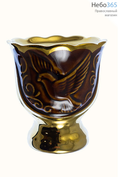  Лампада настольная керамическая "Голуби", с эмалью и золотом (в уп.- 5 шт.) цвет: коричневый, фото 4 
