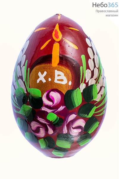  Яйцо пасхальное деревянное с ручной росписью, высотой 6-7 см, цвета в ассортименте (в уп.- 5 шт.), фото 2 