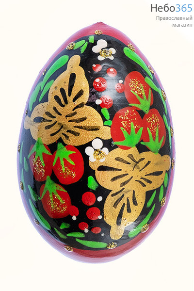  Яйцо пасхальное деревянное с ручной росписью, высотой 6-7 см, цвета в ассортименте (в уп.- 5 шт.), фото 3 