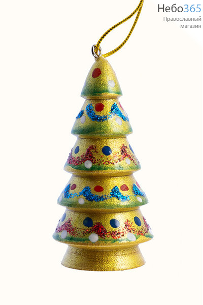  Сувенир рождественский деревянный, ёлочное украшение, "Ёлка", высотой 6 см, в ассортименте (в уп.- 5 шт.) Ёлка, фото 2 