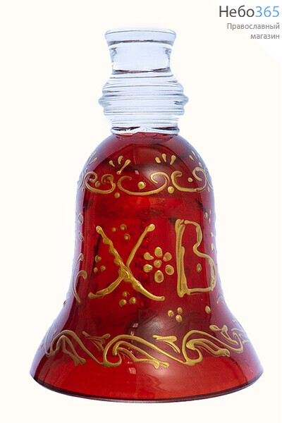  Колокольчик стеклянный пасхальный, красный, с ручной росписью, высотой 9,5 см, фото 1 