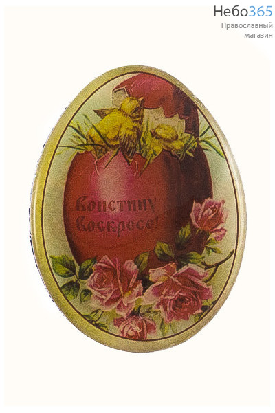  Сувенир пасхальный Яйцо на магните, из ПВХ, с пасхальными сюжетами, BS10102 / 17796 Вид №19  Яйцо красное с розами, фото 1 