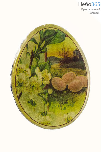 Сувенир пасхальный Яйцо на магните, из ПВХ, с пасхальными сюжетами, BS10102 / 17796 Вид №23  Яйца, яблоневый цвет, фото 1 