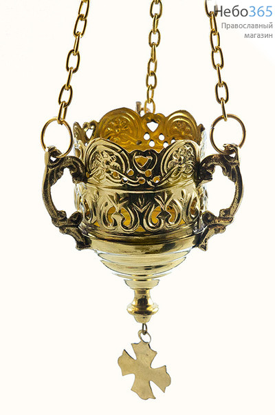  Лампада подвесная бронзовая с чеканкой и прорезями, со стаканом, 99764В, фото 1 