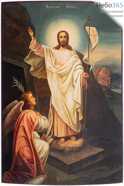  Воскресение Христово. Икона на дереве 18х12 см, печать на левкасе (ВХ-741) (Тих), фото 1 