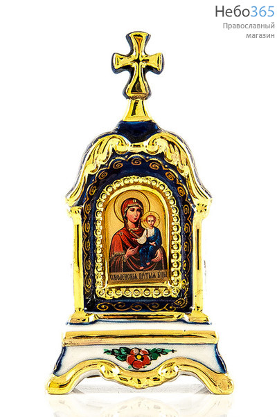  Киот фарфоровый настольный К-10 мини, 1 икона , с цветной росписью и золотом Смоленская икона Божией Матери, фото 1 