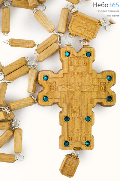  Крест наперсный протоиерейский деревянный № 6, из кипариса, со стразами, с кипарисовой цепью, выс. 16 см, в тканев. чехле, маш. резьба, фото 1 