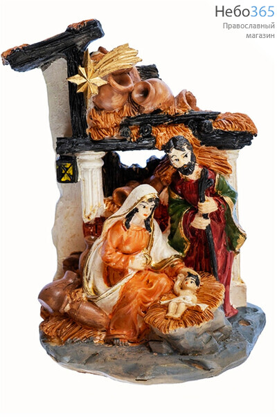  Сувенир рождественский "Вертеп", из полистоуна , цветной, высотой 15 см., фото 1 