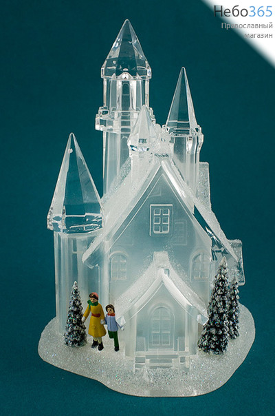  Сувенир рождественский "Домик" из пластика, с подсветкой, высотой 19,7 см, АК7908, фото 1 