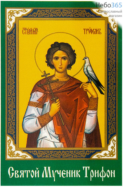  Икона ламинированная  5,5х8,5, с молитвой Трифон, мученик, фото 1 